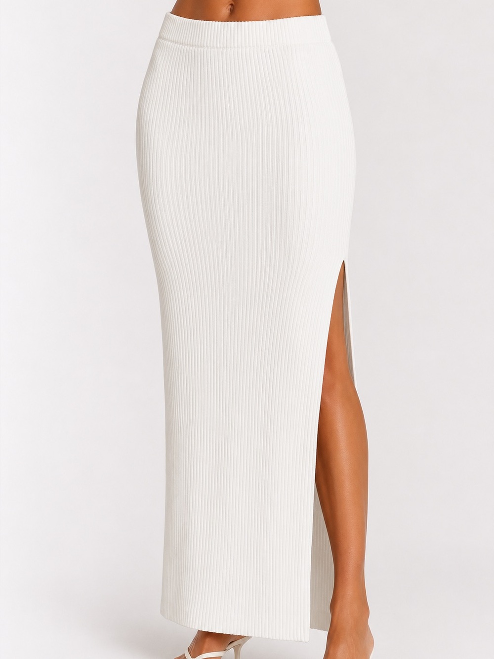 American Apparel Cream Ribbed Maxi Skirt